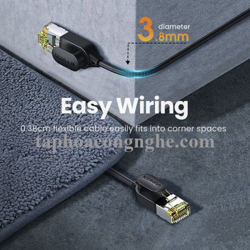 Ugreen 80419 5M 10Gbps màu đen cáp mạng CAT7 siêu mỏng nhỏ 0.38mm NW149 30080419